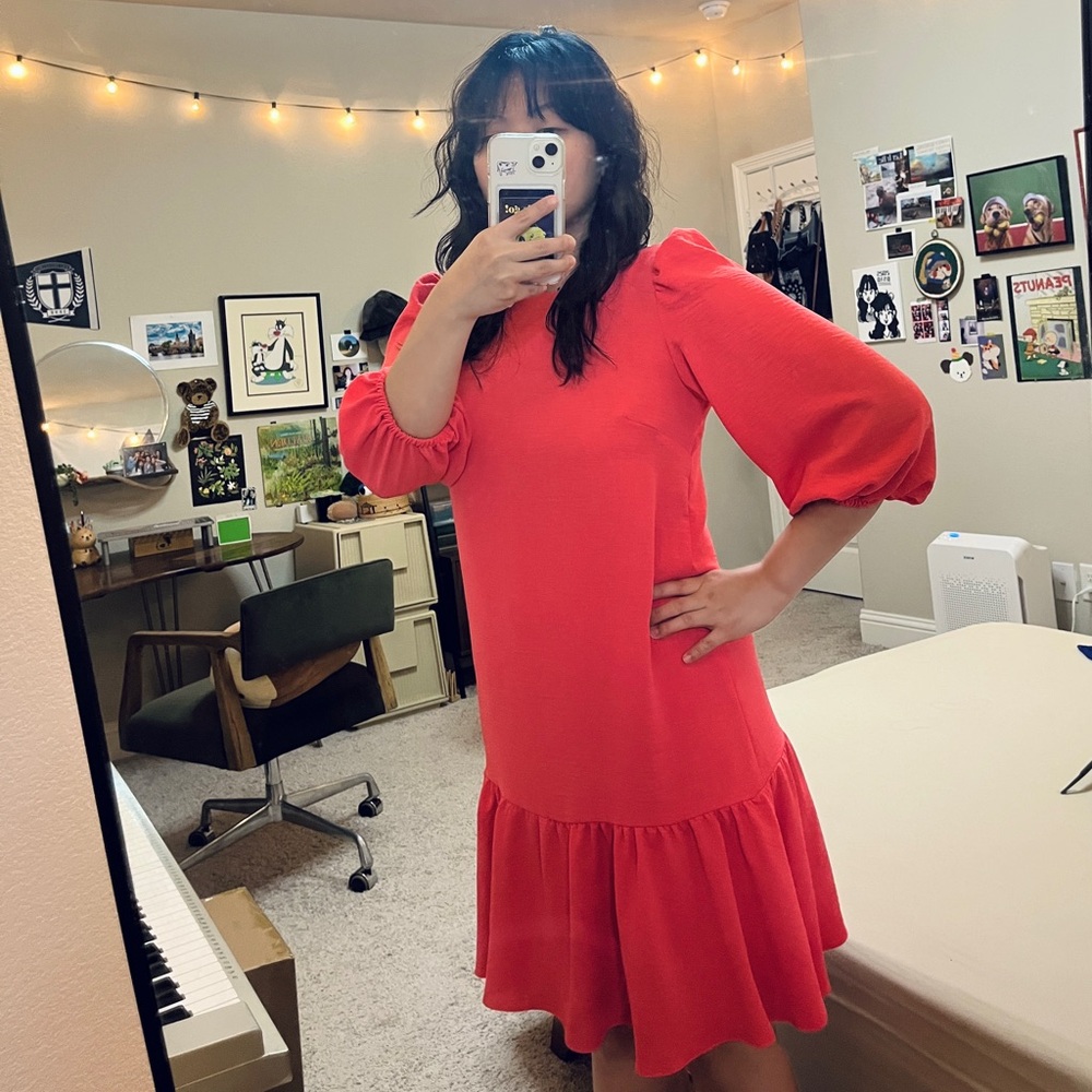 DKNY Vibrant Pink Salmon Midi Dress
